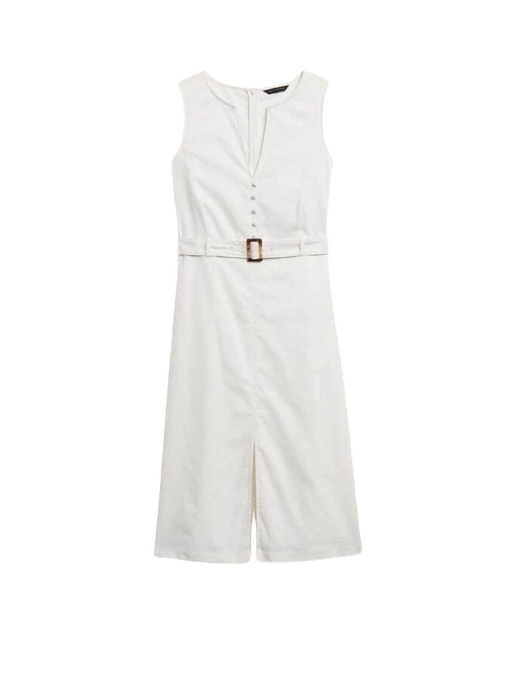 White Midi Dress with Belt